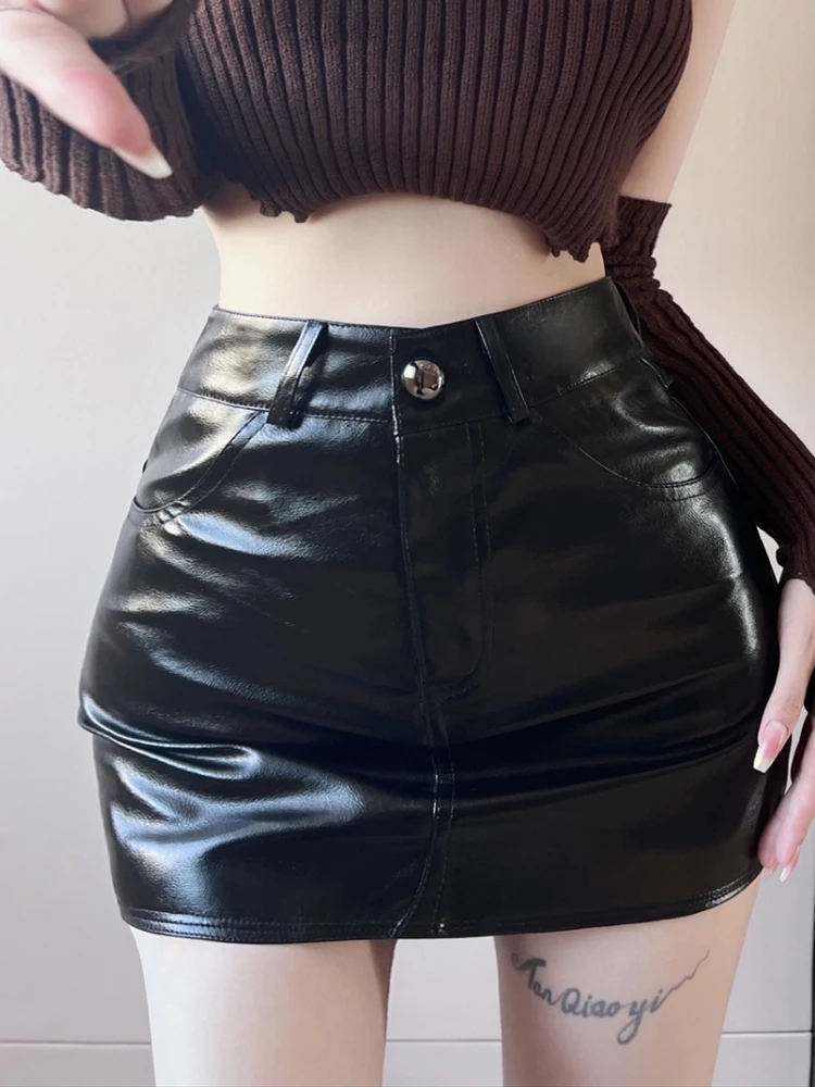 Black Laser Cutout Sleeveless Button Detail Slim Fit  Skirt Sexy Vintage Outerwear Casual High Waist A-Line Skirt
