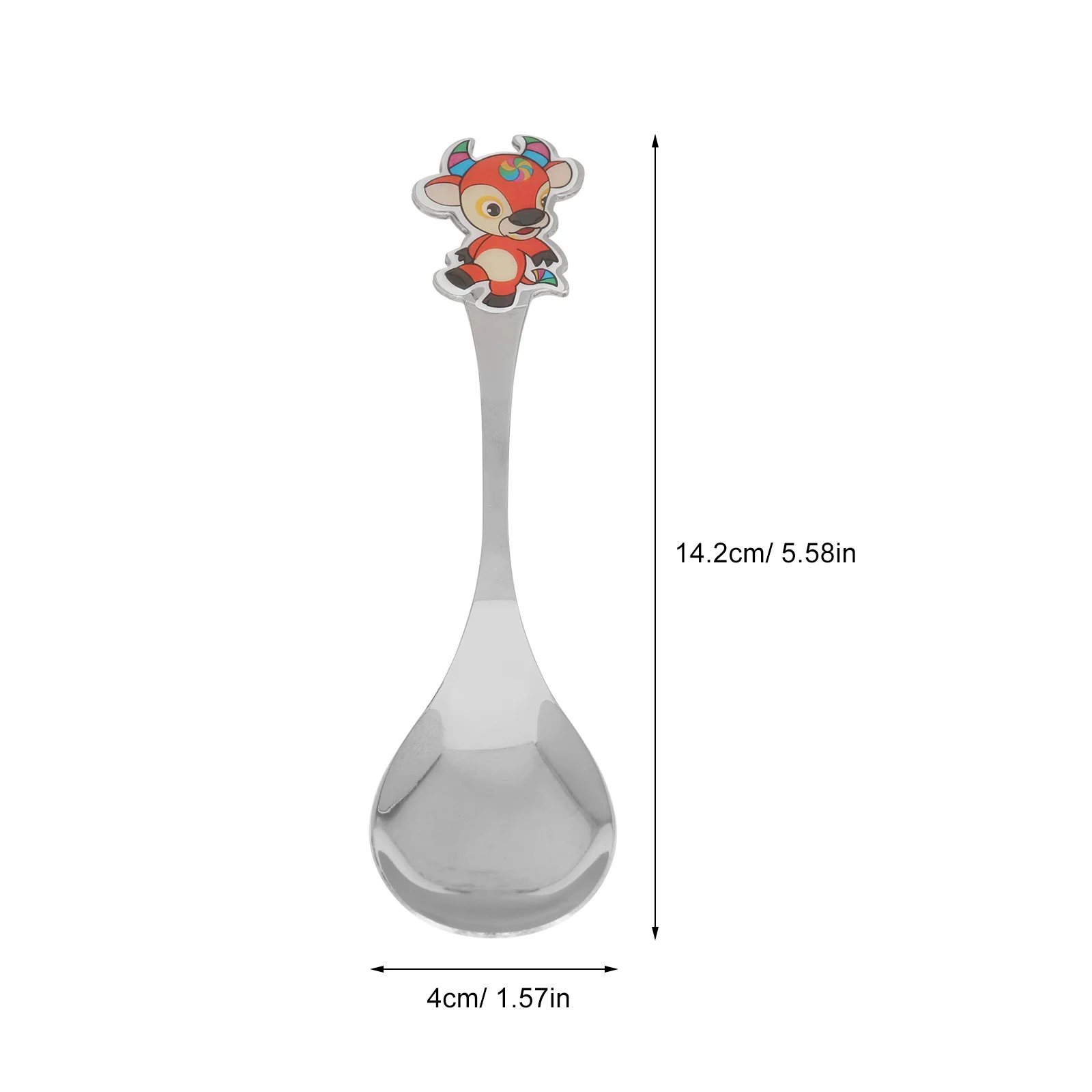 5 pçs crianças colheres de aço inoxidável padrão dos desenhos animados seguro para o bebê boca cavidade superfície lisa fácil limpo crianças colher