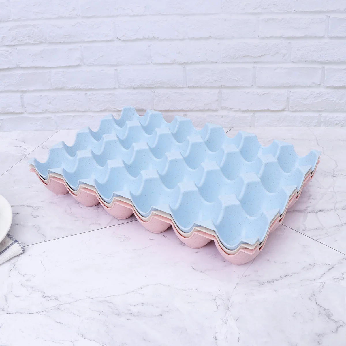 Caixa de armazenamento de ovos empilhável engrossado material de palha de trigo para organizador de geladeira cozinha ovo titular recipiente casa