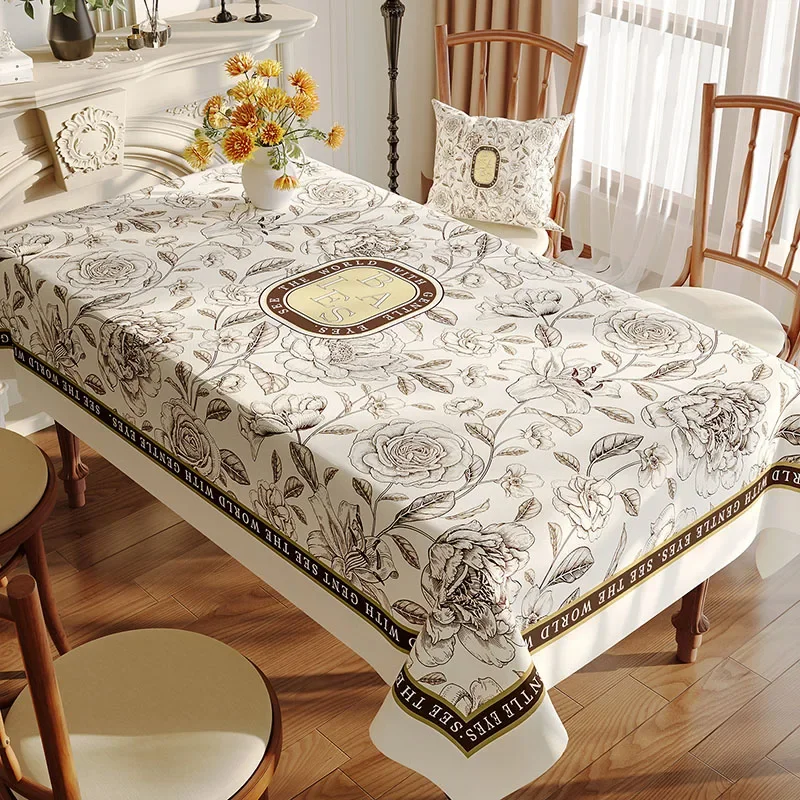 American Rural Floral Printed Tablecloth Pvc Oil-Proof Reusable Dining Table Decoration Soft Holiday Wedding Banquet Table Cover 2