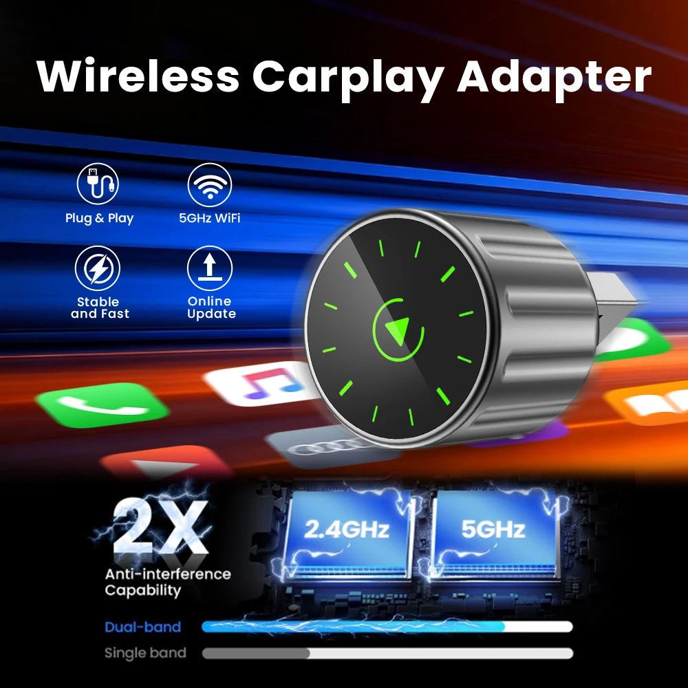 2 in1 سلكي إلى محول CarPlay Android التلقائي اللاسلكي لستيريو السيارة OEM مع USB دونغل صندوق صغير ذكي التوصيل والتشغيل بلوتوث