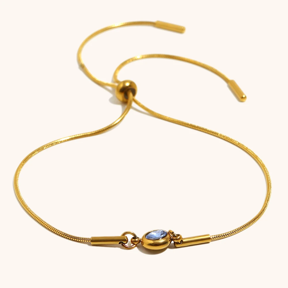 Pull-out Snake Chain Colored Zircon Bracelet, Fashionable Gift