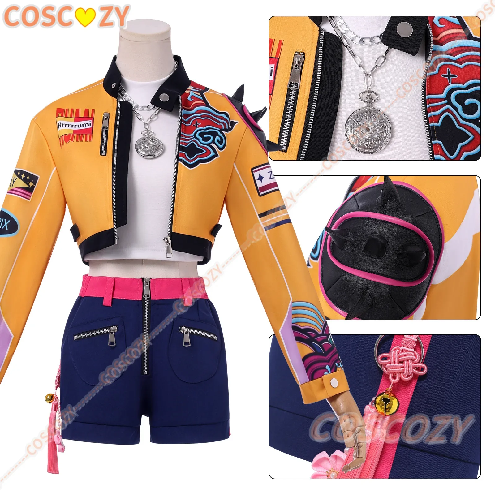 CosplayK-Pop Demon Hunters Rumi Cosplay disfraz peluca 1,2 m uniforme Halloween carnaval fiesta Navidad juego ropa de rol ropa W