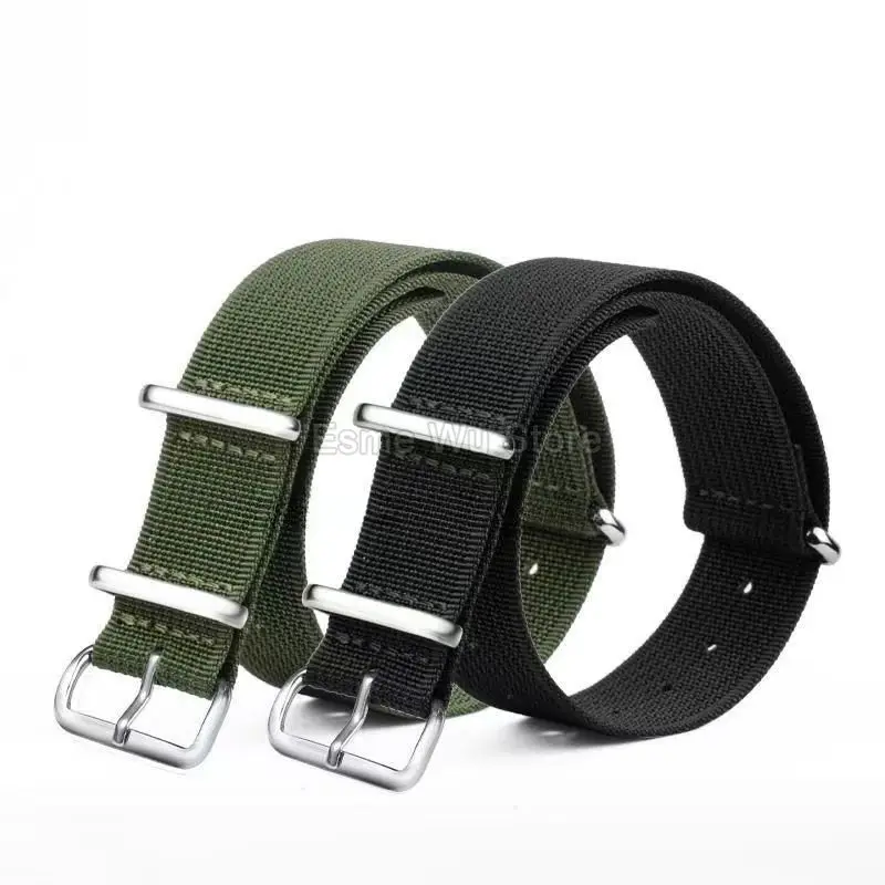 عالية الجودة حفرة نمط الرياح العسكرية تنفس قماش النايلون حزام الساعات الأسود الجيش الأخضر الشريط سوار ساعة