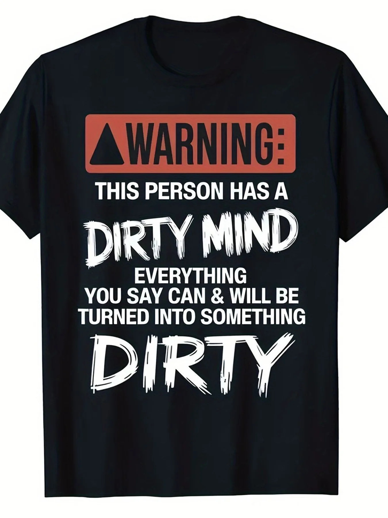Plus-size men's cotton T-shirt - "WARNING DIRTY MIND" Viral T-Shirt