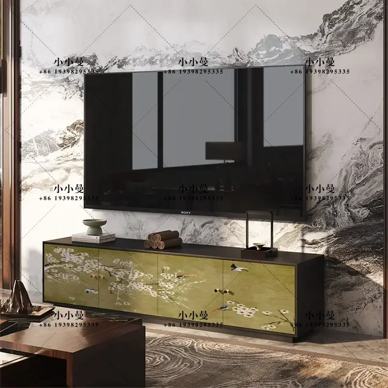 Song-style aesthetic solid wood 2026 new living room integrated storage durable TV cabinet