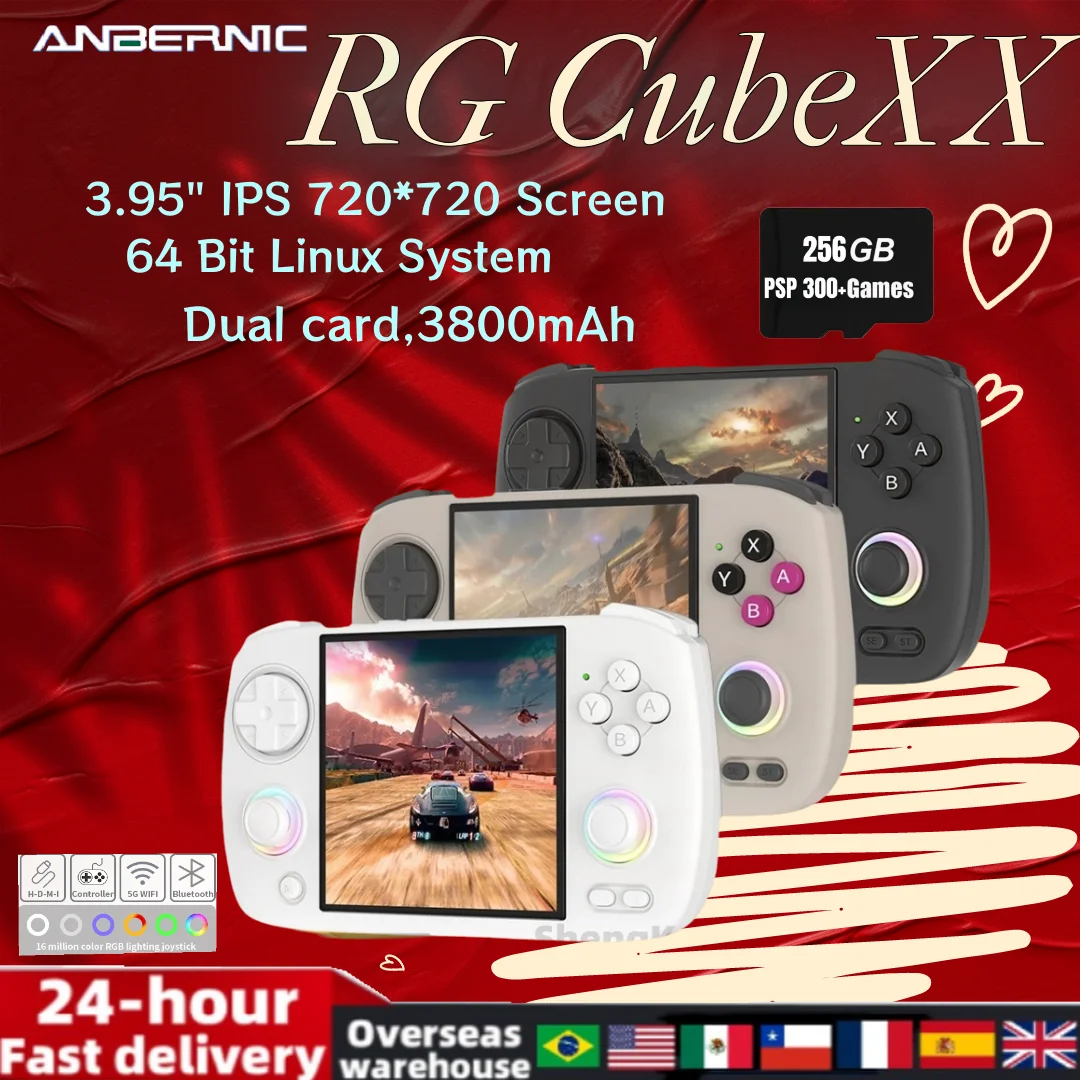 أنبيرنيك RG CubeXX RG Cube XX ريترو مشغل فيديو وحدة تحكم ألعاب محمولة 3.95 "IPS شاشة لينكس واي فاي بلوتوث PSP هدية