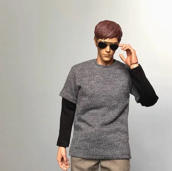 1/6 Male Soldier Clothes Accessories Sweatshirt Slim Long Sleeve Underwear Model Handmade Fit 12