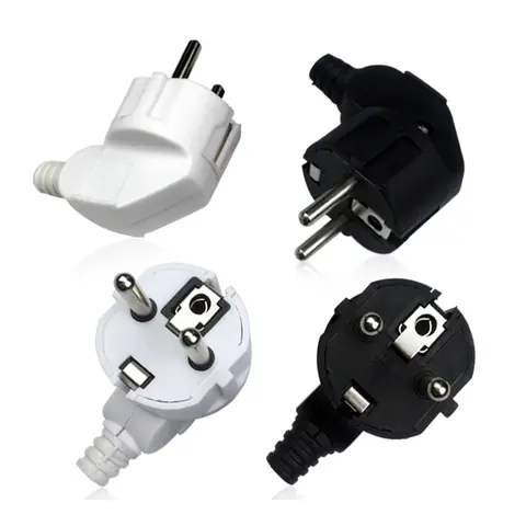 EU Plug Adapter 250V 16A Male Replacement Outlets Rewireable Schuko Electeic Socket 4.8 Euro Connector For Power Extension Cable