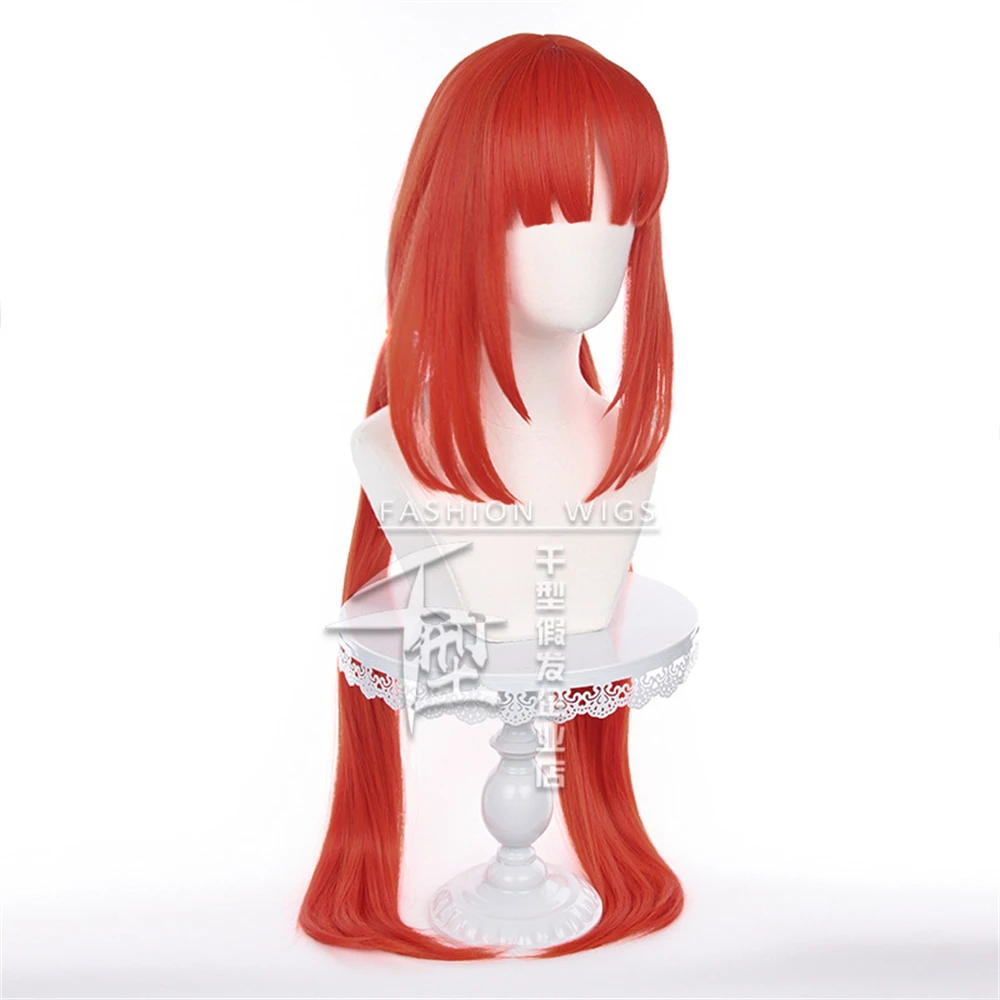 Nilou コスプレウィッグ 100 センチメートルロングストレートオレンジレッド女性女の子耐熱合成ハロウィンパーティーロールプレイウィッグ