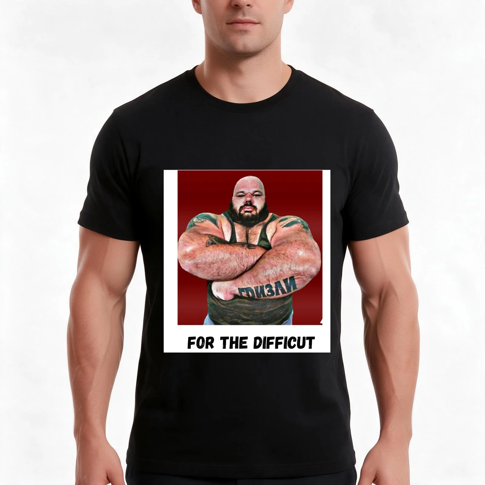 Kyriakos Grizzly For the Difficult T-Shirt, Summer Casual Cotton Tee, Oversized Streetwear Tops, Vintage Graphic Print