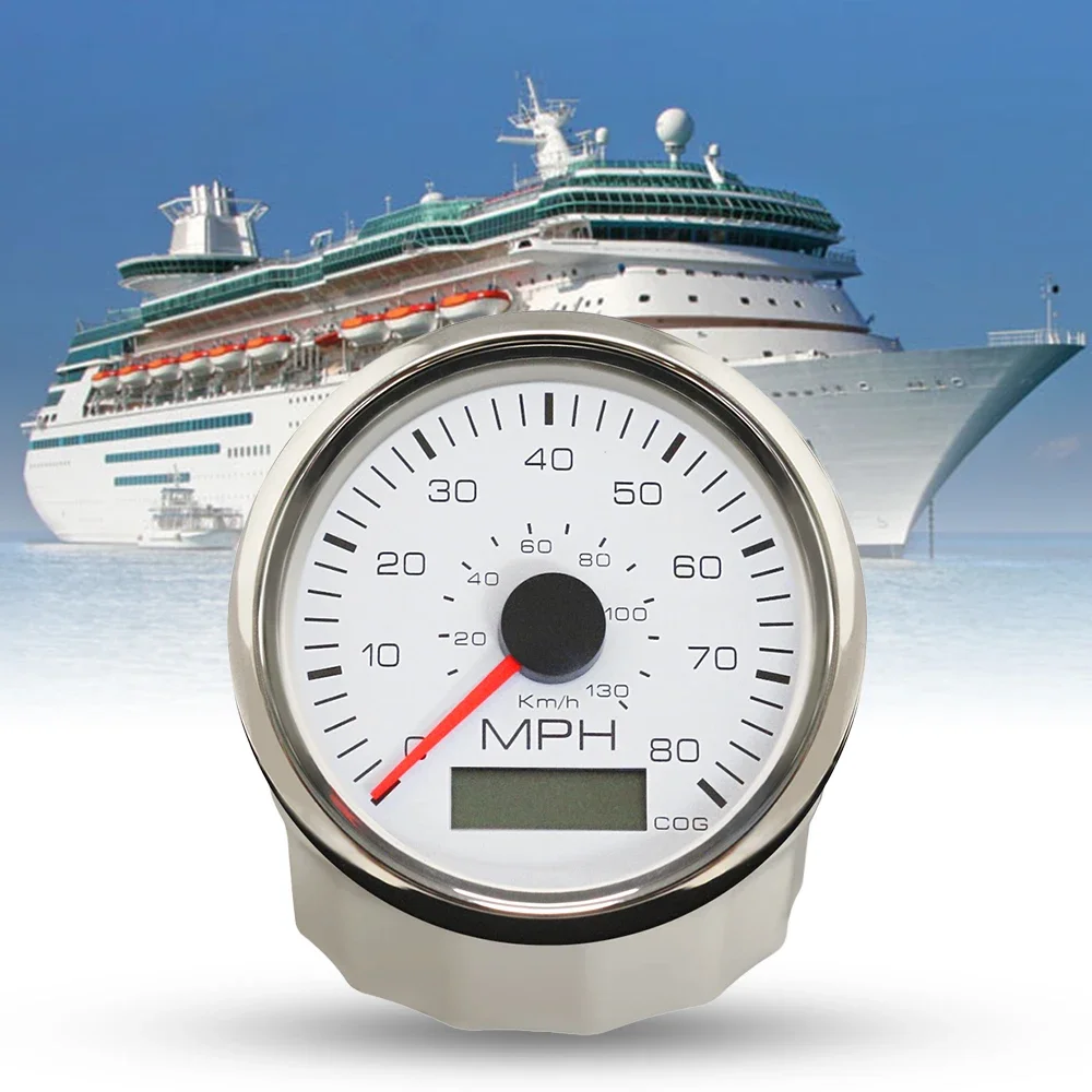 Newest 85mm GPS Speedometer Digital Direction 0-35MPH 0-60MPH 0-80MPH with COG Red Yellow Backlight for Car Boat 9-32V