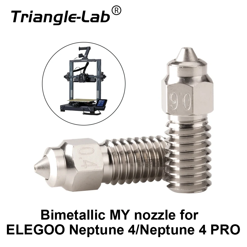 Trianglelab Bimetallic MY nozzle High Temperature and Wear Resistant Compatible with ELEGOO Neptune 4 Neptune 4 PRO