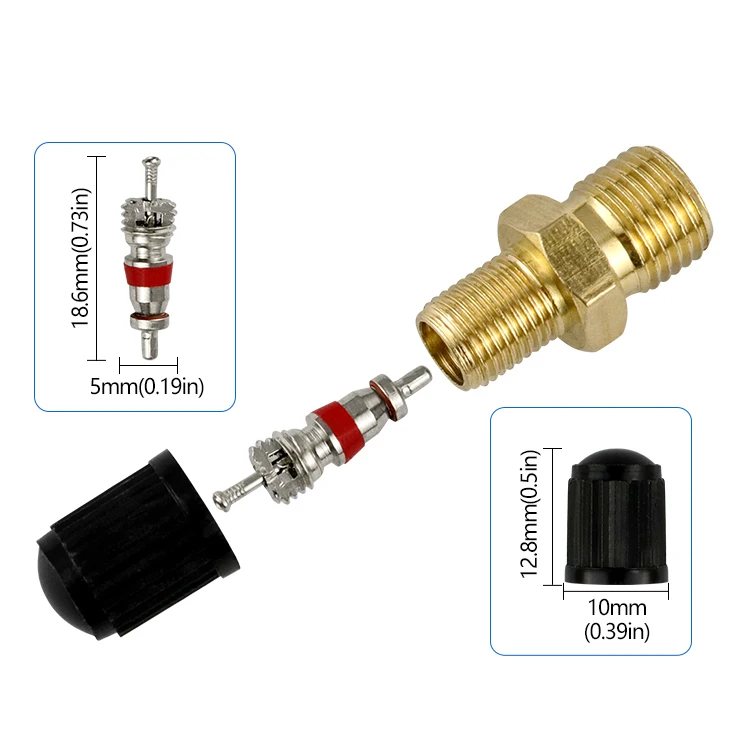 Messing-Reifenventile 1/8 NPT 1/4 NPT M8x1 Hochwertige Luftventile für Auto-, Motorrad- und Fahrradreifen, langlebige Kappen – Detail 5
