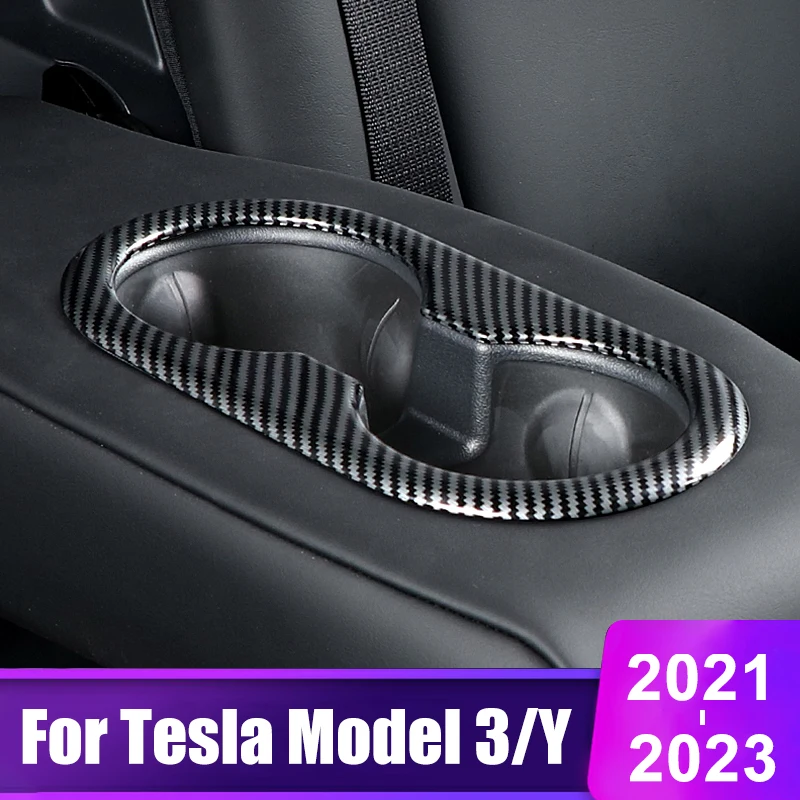 

For Tesla Model3 Model 3 Y Three 2021 2022 2023 ABS Car Rear Seat Water Cup Holder Cover Trim Stickers Moulding Accessories