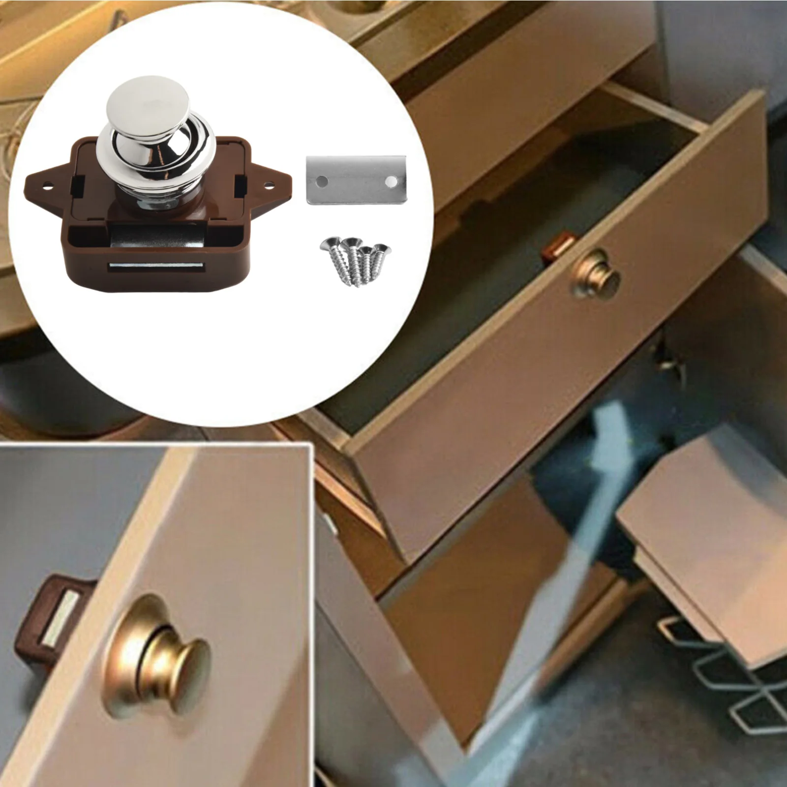 Latch Lock Button Catch Lock Locks Motorhome Push Button Cabinet Camper Caravan Catch Cupboard Door Knob Lock Shaking Yacht