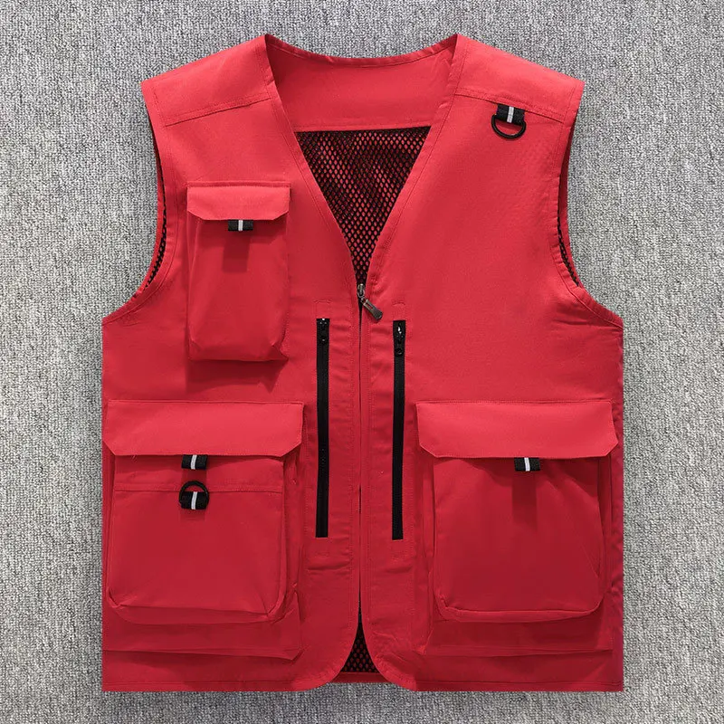 

Men's Vest Multi-Pocket Thin Trend Mesh Breathable Detachable Waistcoat Outdoor Mountaineering Fishing Casual Vest Male