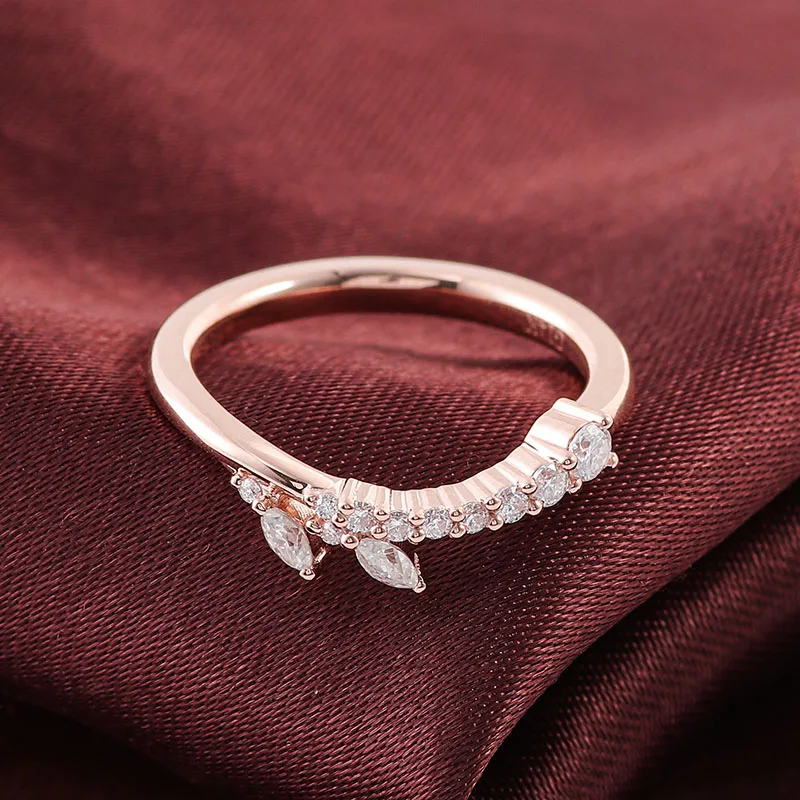 Provence Minimalist Ring DEF/VS Lab Diamonds Solid Gold rings fashions Cocktail ring for Women Tail Ring stack band Custom