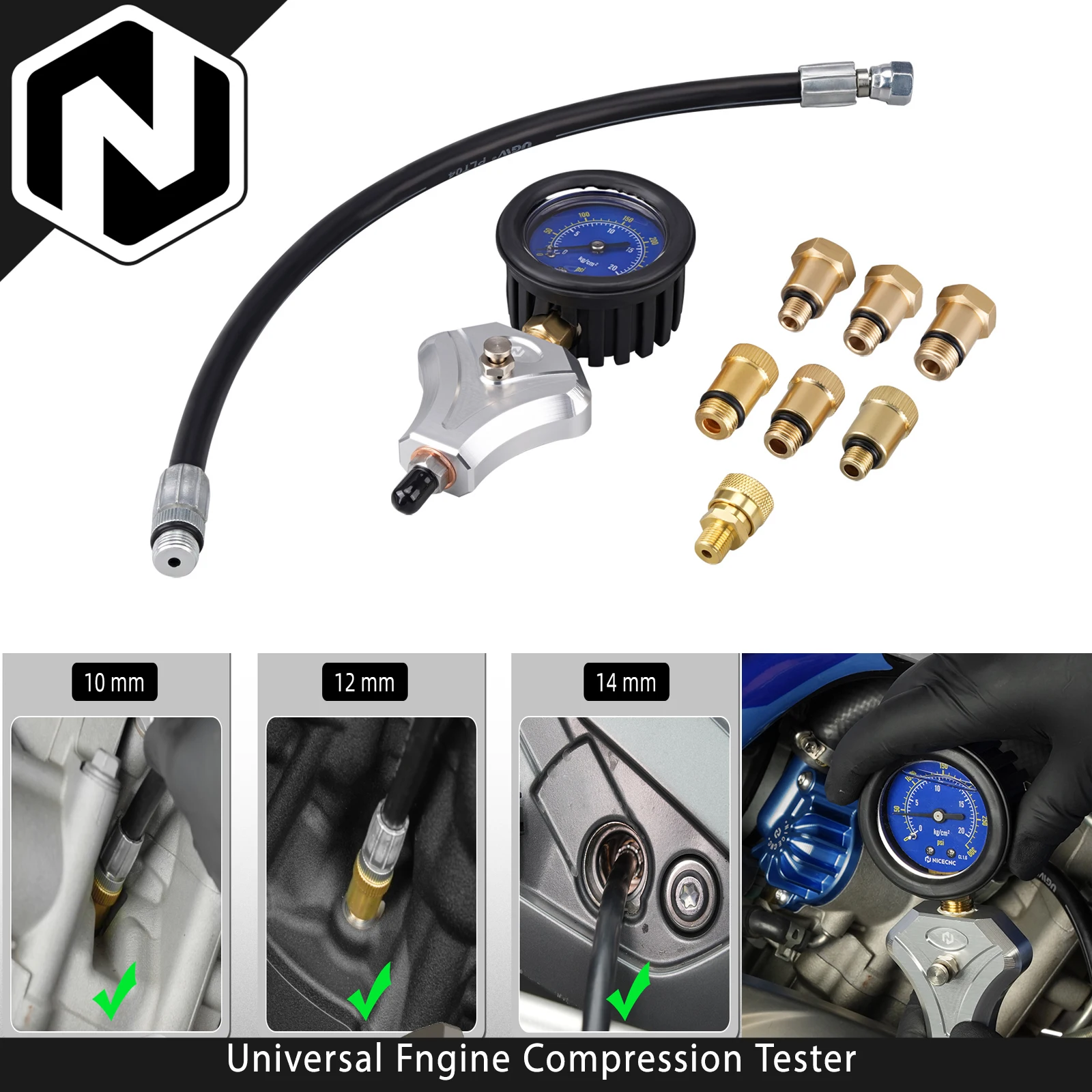 

Профессиональный тестер компрессии двигателя для мотоциклов, квадроциклов и автомобилей, 0-300 PSI, для 2-тактных и 4-тактных двигателей, для диагностики и обслуживания