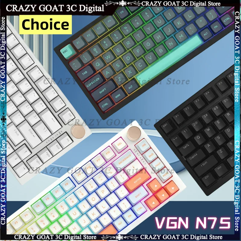 VGN N75 Wired Mechanical Keyboard ESports Gaming Keyboard 82 Keys ABS Hot-swappable Keycaps with Rotary Knob Windows Mac,Orange