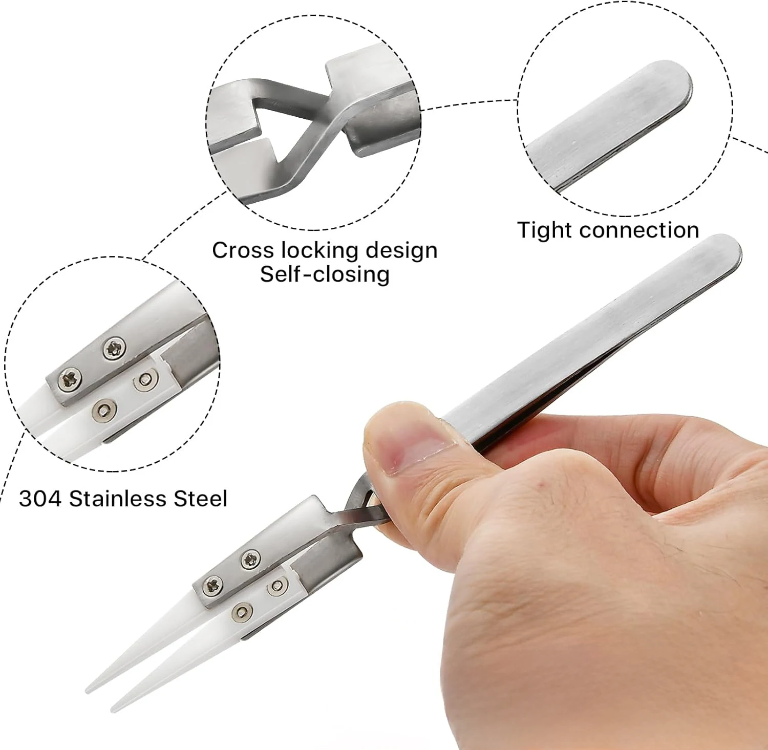 Präzisionspinzette aus Keramik und Titan, professionelle Reparatur, Fingerabdruck, Fliegenschnur, Telefon, Motherboard, antimagnetische Elektronikzange – Detail 5