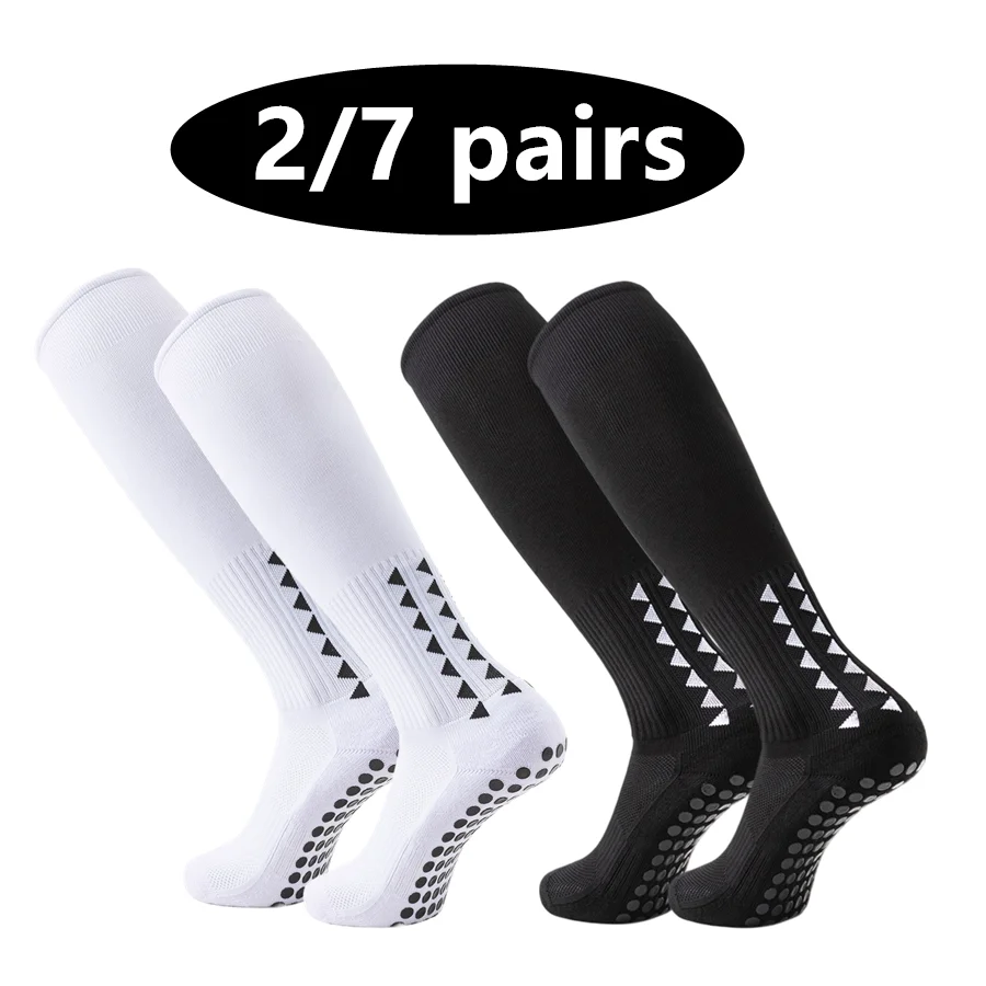 2/7pairs Towel Base Shockproof Running Grip Socks Non Slip Breathable For Mens Womens Football Cycling Tennis Skate Baseball