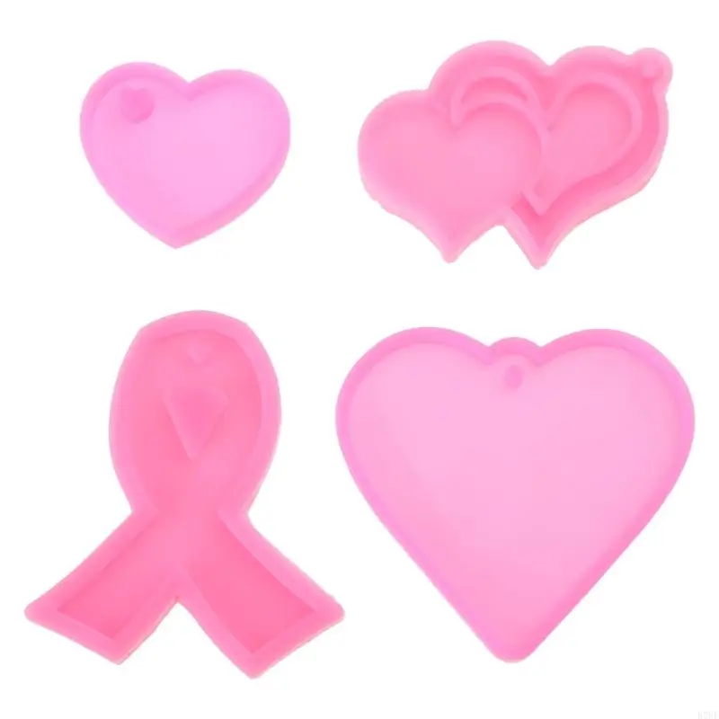 

R7UF Love Heart Silicone Mold Heart-to-heart Epoxy Resin Mould Love Knot Casting Mold for DIY Jewelry Crafts Keychain Pet Tag