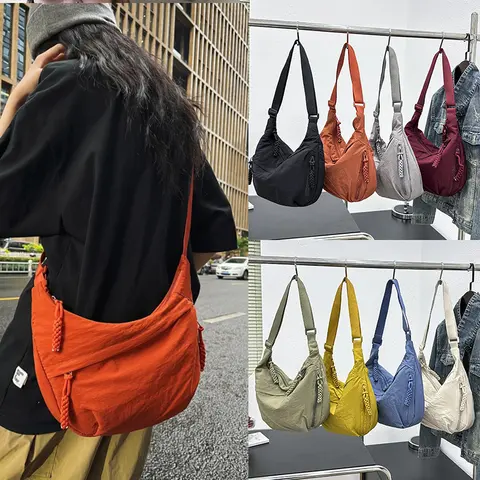 Bolso de hombro de nailon para mujer, bandolera cruzada de alta capacidad, bolsos y bolsos versátiles de ocio, bolso Hobos