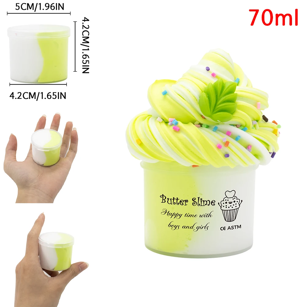 70ml Butter Fluffy Slime Kit Fruit Ice Cream Slime DIY Making Set Non Sticky Super Soft Sludge Polymer Clay Toys Birthday Gifts