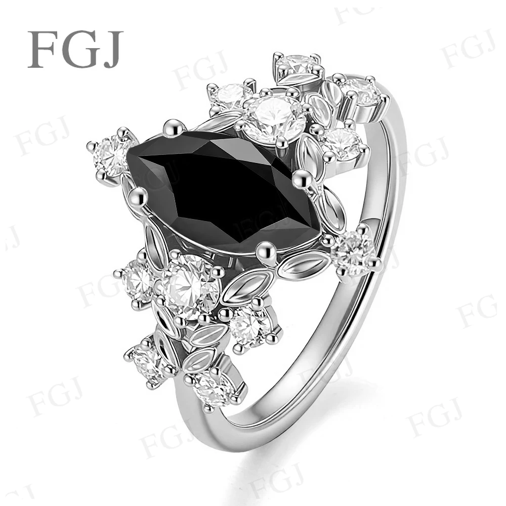 925 Sterling Silber Moissanit Jubiläumsringe für Frauen Marquise-Schliff Ehering für Freundin Versprechensring Feiner Schmuck – Detail 7