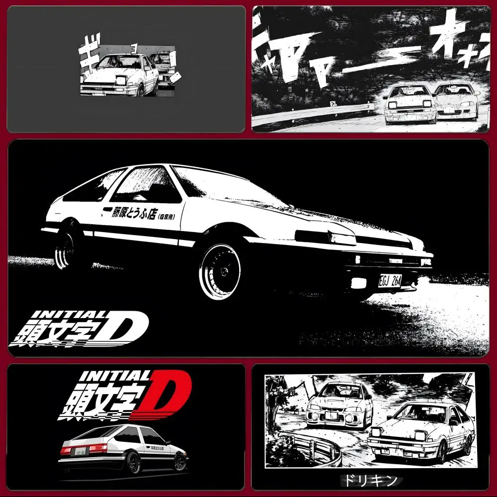 Cool Fast Anime I-Initial D Mouse Pad Large Gaming Mousepad with Stitched Edges Thickened Desk Mat PC