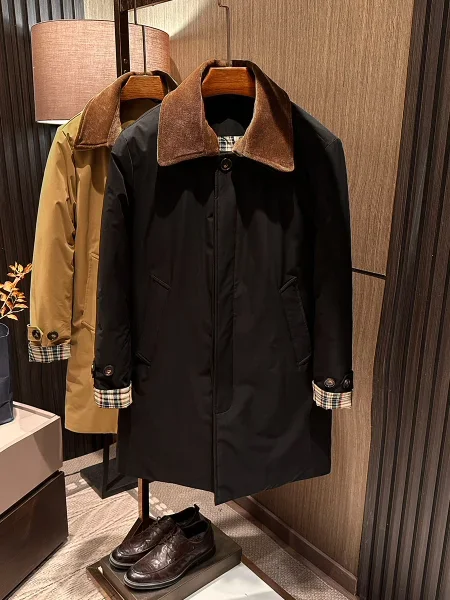 [Removable double-layer collar waterproof and warm] Winter high-end medium and long white duck down trench coat down jacket