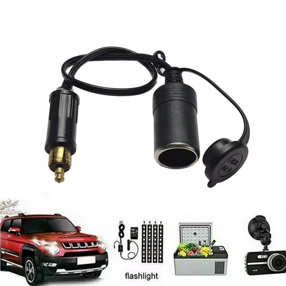 DC 12V 24V EU Plug For BMW DIN Hella Motorcycle Charger Socket Outlet Adapter Convert To Car Cigarette Lighter Power Lead Cable