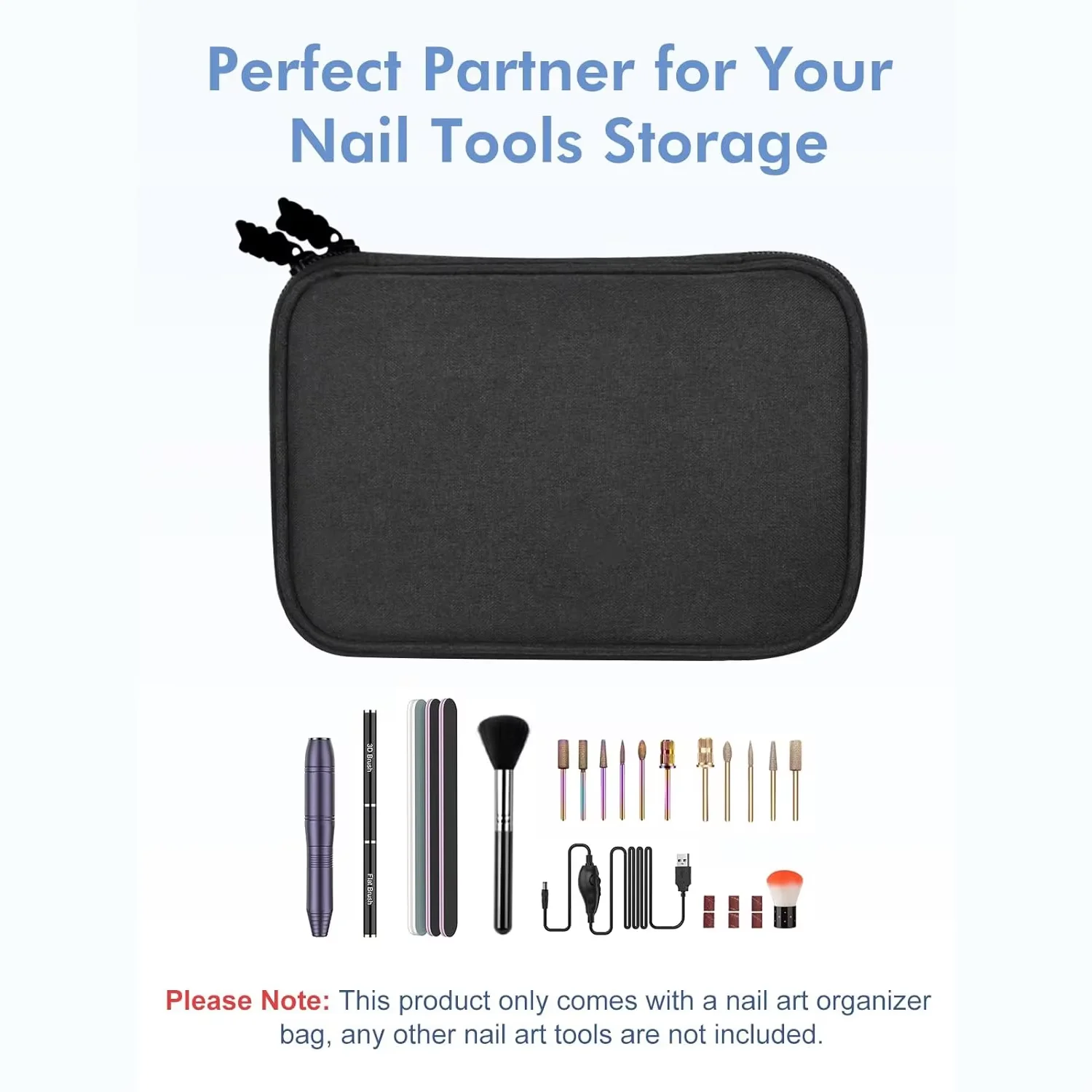 حقيبة حامل مثقاب الأظافر المحمولة، حقيبة تخزين قلم التلميع، مناسبة لصالون الأظافر وحقيبة تخزين أدوات الأظافر المنزلية #1