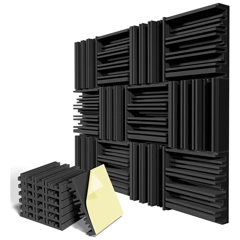

【Party-Decoration】36 Pack Self-Adhesive Sound Proof Foam Panels, 12X12x2inch Acoustic Foam, High Resilience Sound Proofing Paddi