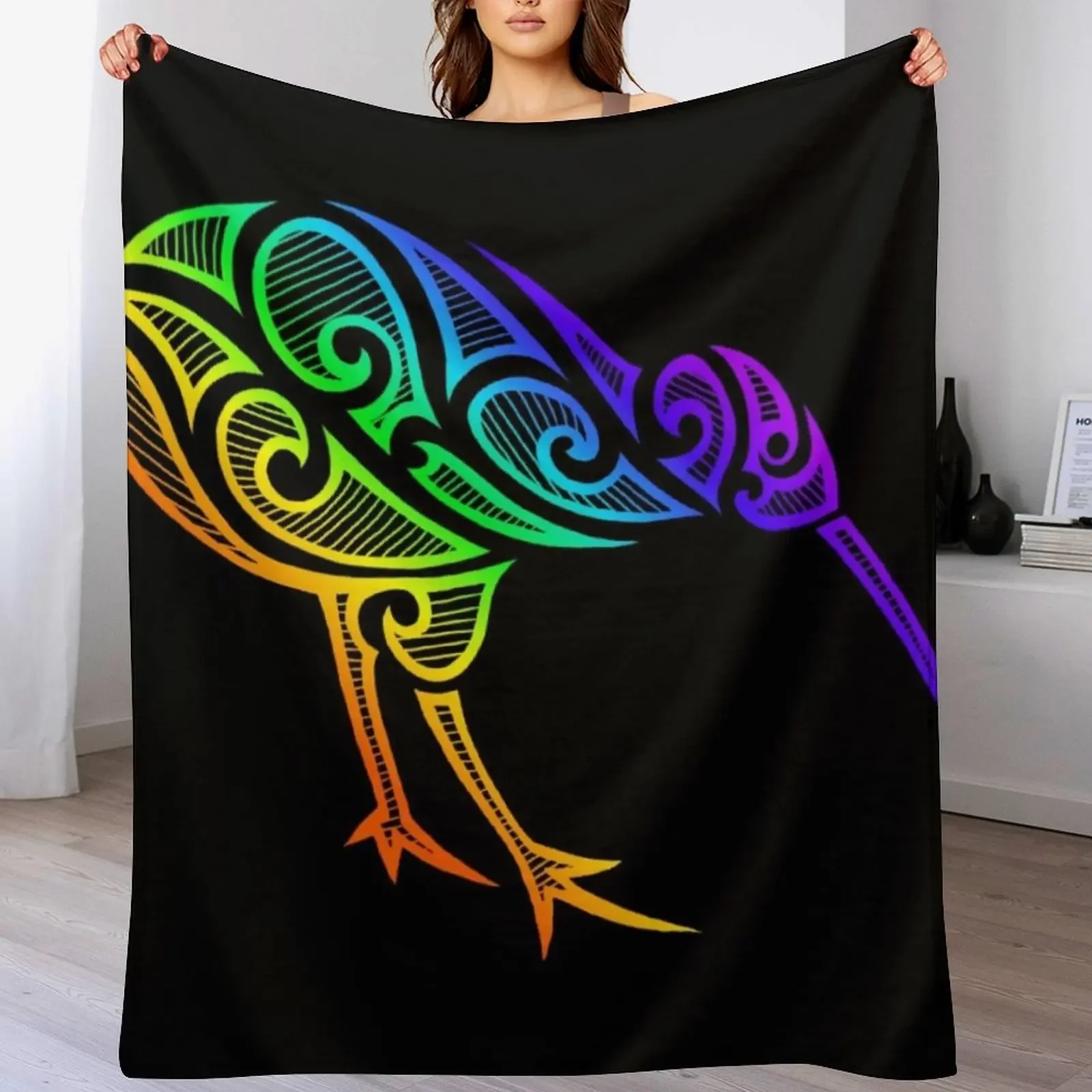 

Maori kiwi bird Throw Blanket Wrinkle Resistant Lightweight Blanket