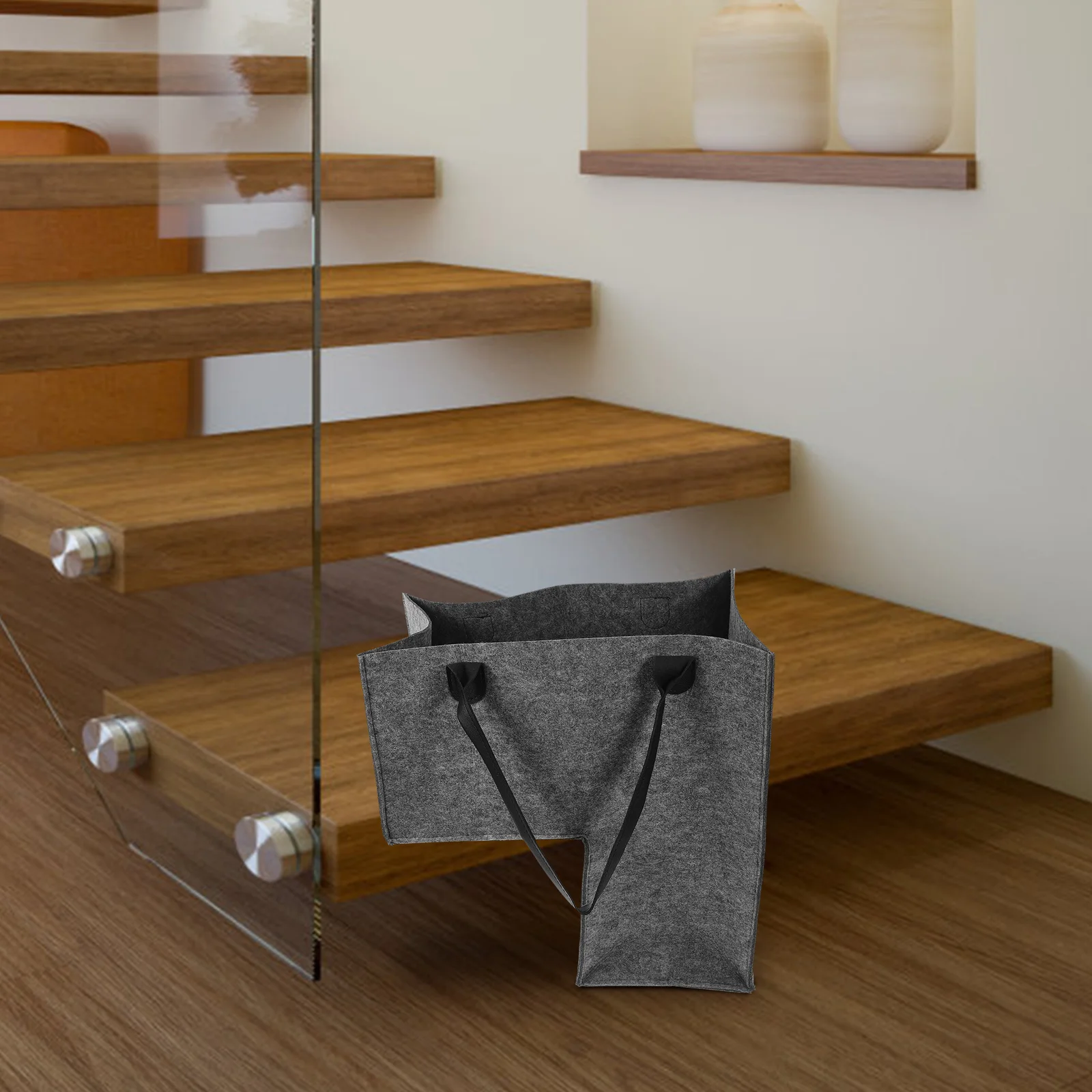 

Felt Storage Baskets Lightweight Sturdy Modern Simple Style Stairs Organizer L-shaped Hamper Large Clothes Laundry Basket