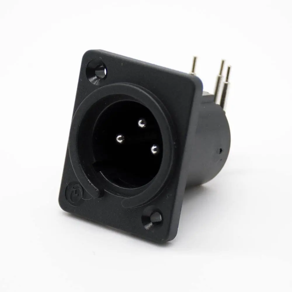 XLR Jack 3 Pole Vertical Type XLR Male 90° Audio Mixer for Cannon Connector