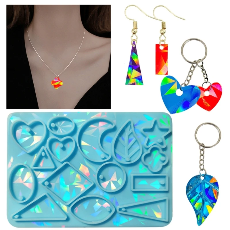 DIY Light and  Keychain Earrings Silicone Epoxy Mold DIY Ornaments Pendant Crafting Mould for Valentines Love Gift