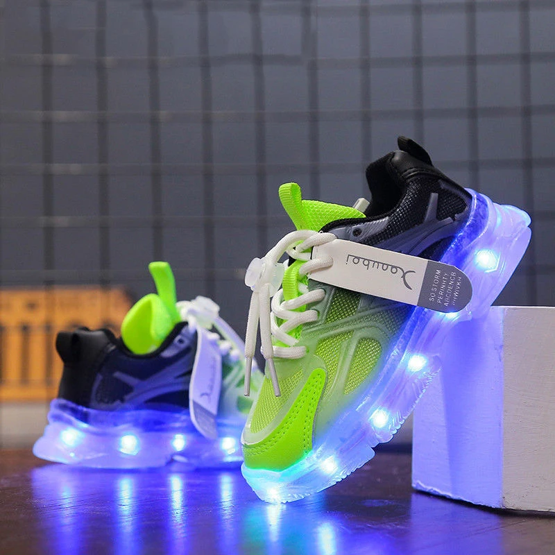 Kid Shoes LED Flashing Sneakers Casual Lighting Running Shoes Boys Girls Walking Trainers USB Rechargeable Luminous Sports Shoes