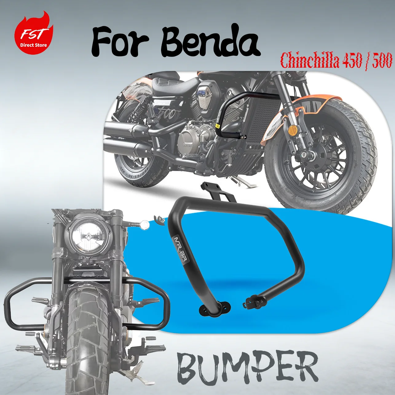 

Crash Bar Engine Guard For Benda Chinchilla 450 / 500 Anti-Crash Slider Rear Luggage Rack Foldable Backrest Cruiser Motorcycle