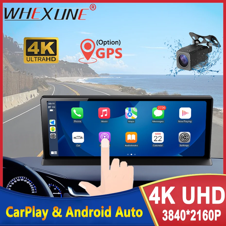 

11.3 Inch 4K Dash Cam Wireless CarPlay Android Auto GPS Navigation 5G WiFi AUX Car DVR Rear View Camera Dashboard Video Recorder