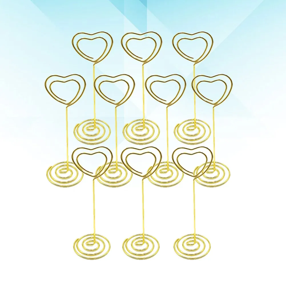 10Pcs Gold Heart Photo Clip Set 85Mm Metal Note Holder for Christmas Decor Dorm Living Room Anniversaries Memo Paper Stand