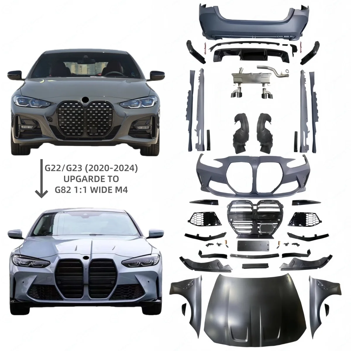 Hot Sale for  4-Series G22 G23 2020 2021 2022 2023 2024 2025 420i 430i Modified to G82 M4 2025 Style Bumpers Body Kit
