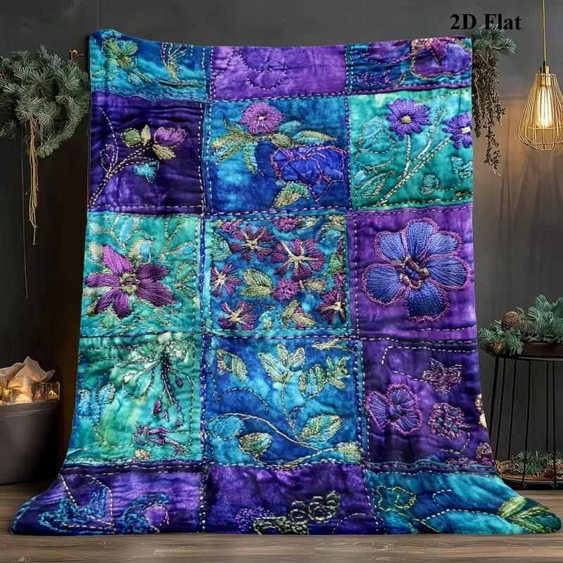 2D Flat Printing, 1 Soft Warm Lightweight Flannel Printed Throw Blanket -Bedspread, All-Season Sofa Bed Travel Camping Throw