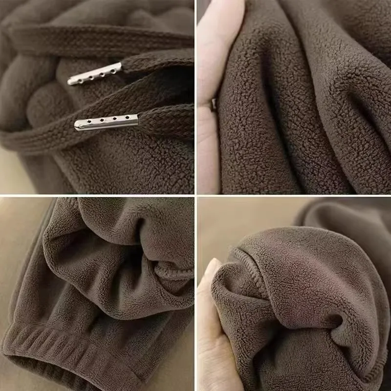 الرجال عارضة Fce اصطف السراويل الرياضية فضفاضة تناسب الخريف الشتاء الدافئة مرونة الخصر عمال السراويل ألياف البوليستر #5