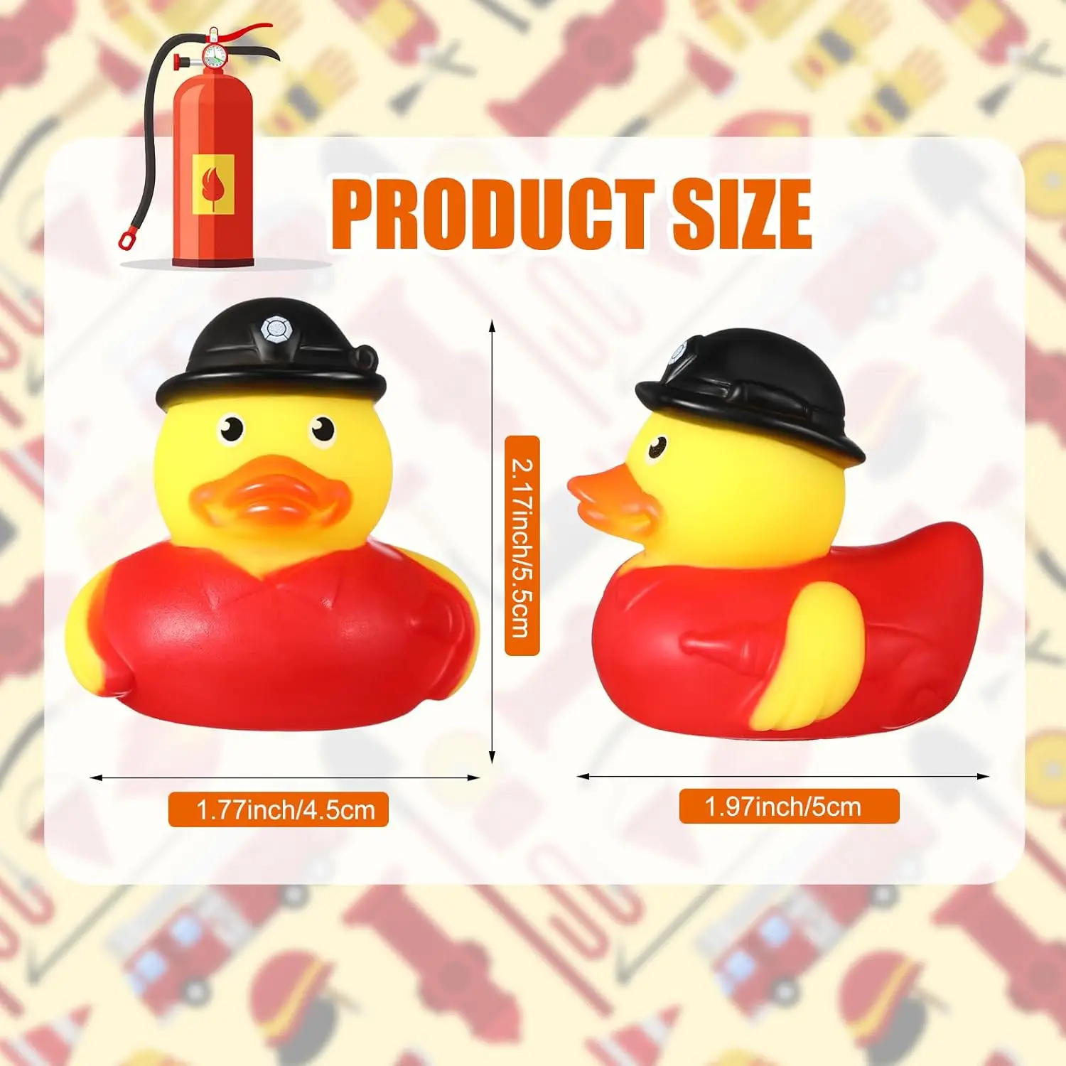 12/24/48pcs Fireman Rubber Ducks 2 Inch Cool Rubber Ducky Bath Toy for Party Favors Birthday Party Gifts BeacH Pool Toys