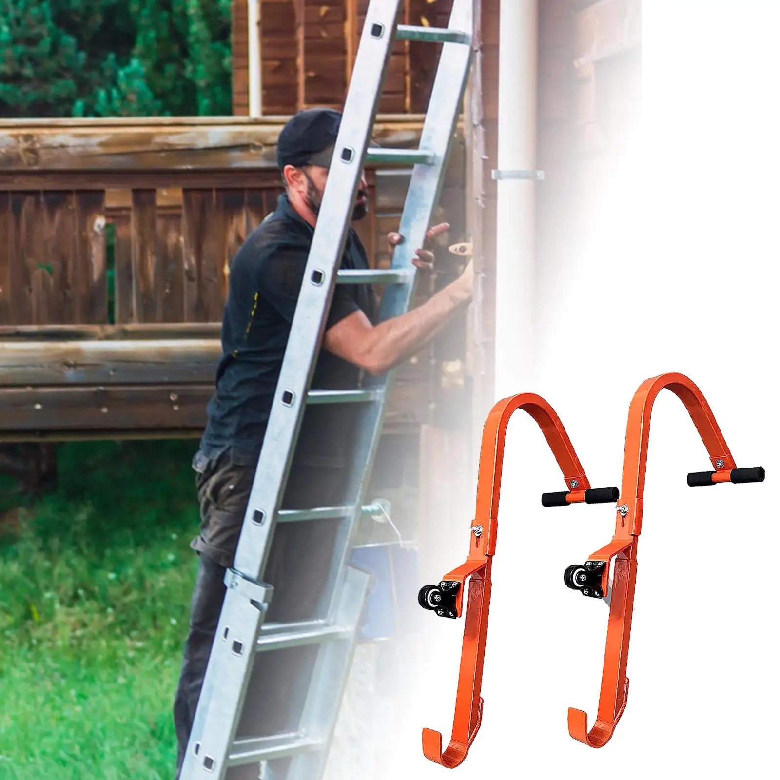 2 Roof Ladder Hooks, Roof Ladder Hook, Heavy Duty Iron Non-Slip Portable Roof