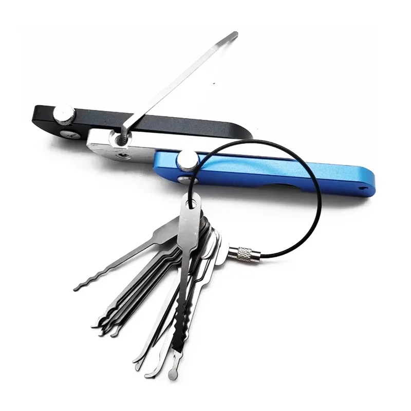 Portable Keychain 21pcs Compact Lock Pick Set Keyring Anti Rust Multi Tool Kit Mini Hooks Key Remover for Locksmith Door Opener