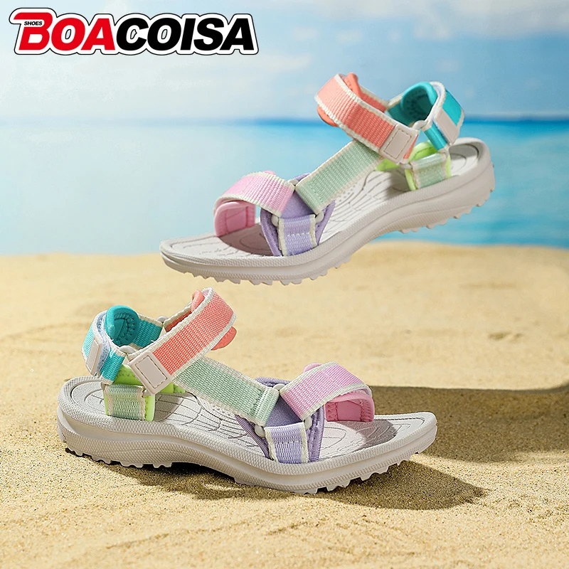 

Детские сандалии для девочек, летняя модная дышащая спортивная обувь для мальчиков, повседневная нескользящая студенческая обувь, уличная пляжная удобная детская обувь